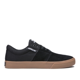 Supra Mens STACKS II VULC Black/Gum Low Top Shoes | CA-88619